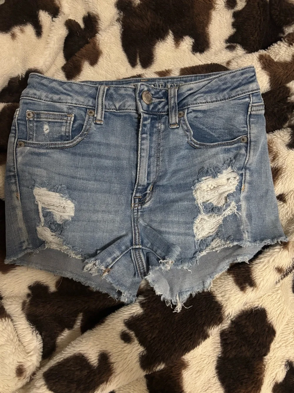 American Eagle Outfitters Light Blue Distressed Denim Cutoff Shorts